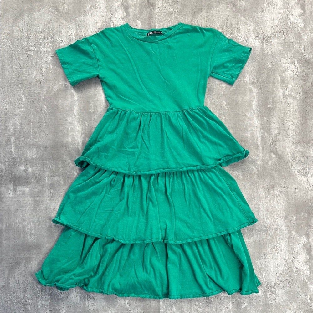 Stylish Green Tiered Zara Dress